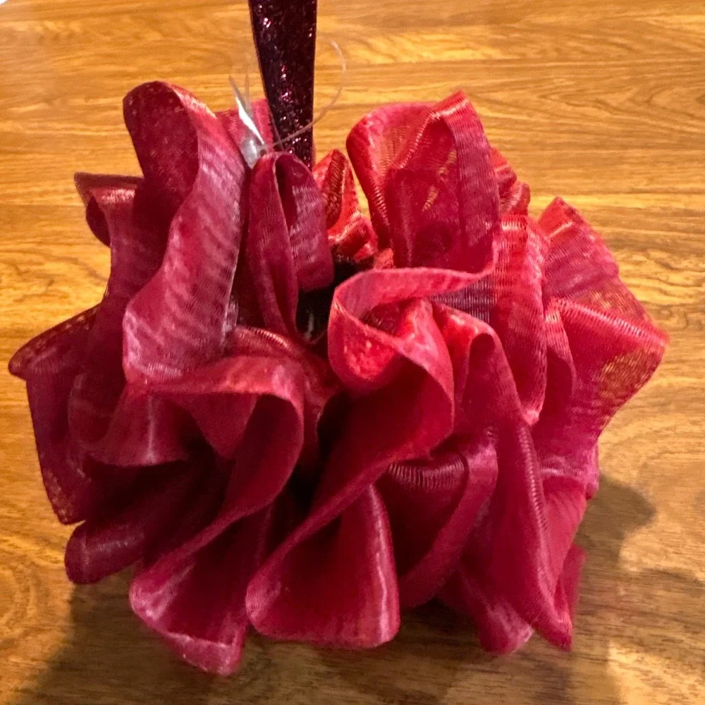 Vintage‎ Bath Body Works Large Red Mesh Bath Shower Pouf Loofah Glitter Accent